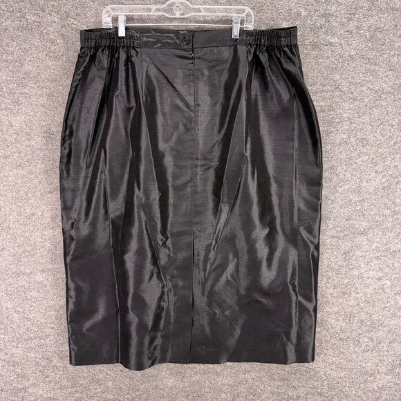Nubiano Skirt Women 26W Plus Black A-Line Midi Zipper Mid Rise Elastic Waist - Picture 2 of 6